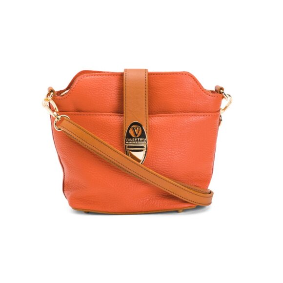 VALENTINA Cuoio Made In Italy Leather Satchel With Contrast Trim